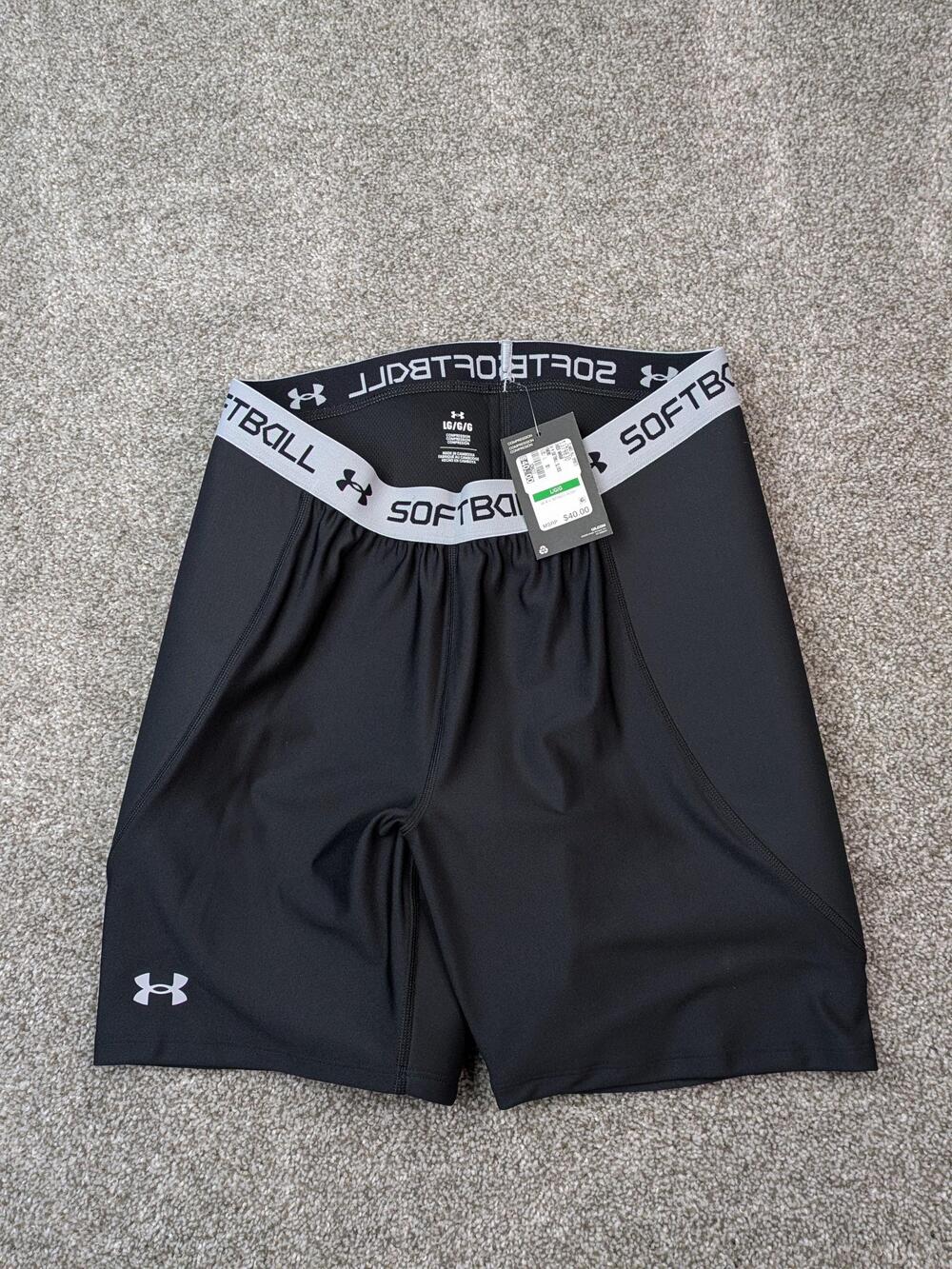 4Under Armour Softball Slider Shorts Womens Large Black Padded Hips Athletic NWT